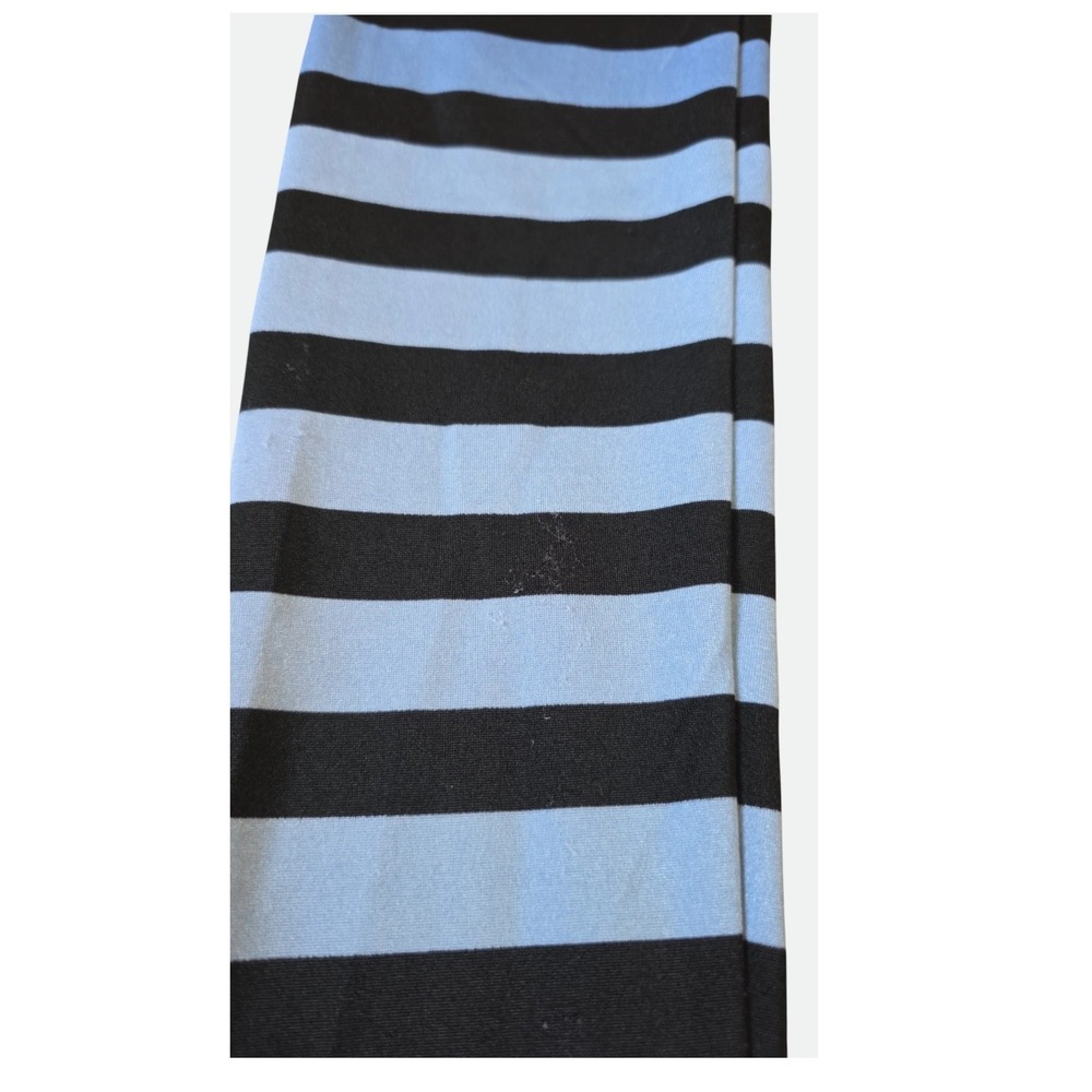 K-DEER Sneaker Length Leggings Medium Blue Ombre Stripe High Waist Yoga Pants - Picture 5 of 8